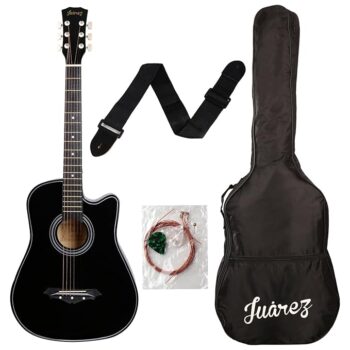 Juârez Acoustic Guitar Kit, 38 Inch Cutaway, 038C with Bag, Strings, Pick, and Strap, Black – Perfect for Beginners and Enthusiasts post thumbnail image